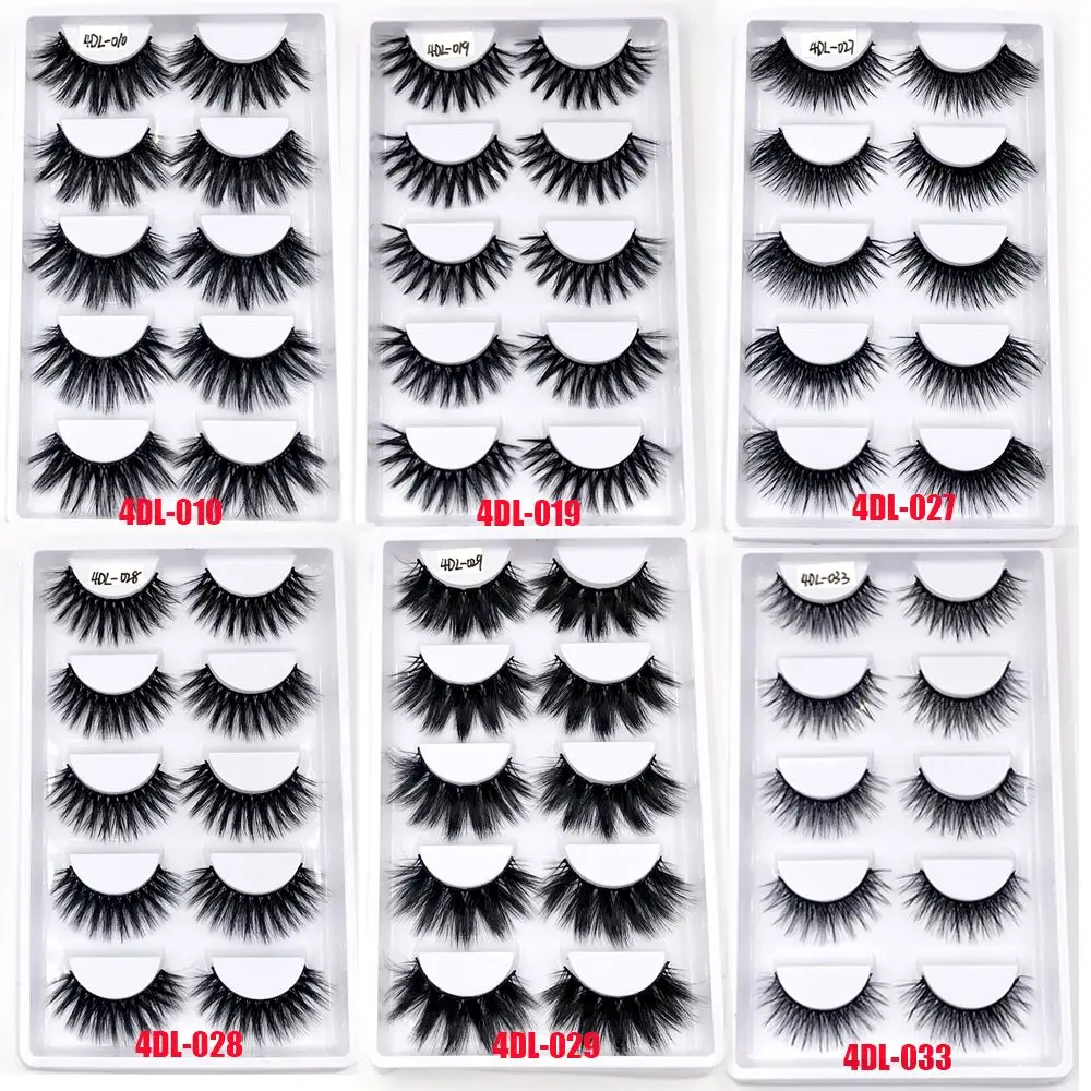 

5Pairs 4D Faux Mink Hair False Eyelashes Eye Lash Extension Cruelty-free Full Volume Thick Natural Long Wispies Fluffy Handmade