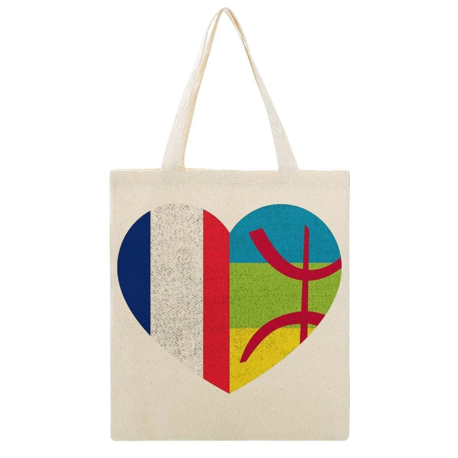 

Amazigh Kabyle French Pride Heart Tamazgha France Flag Large Martin Canvas Premium Canvas Bag Sarcastic Rucksack Vintage Purse