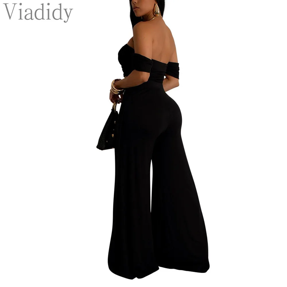 Женский пикантный однотонный топ с вырезом лодочкой и открытыми плечами брюки