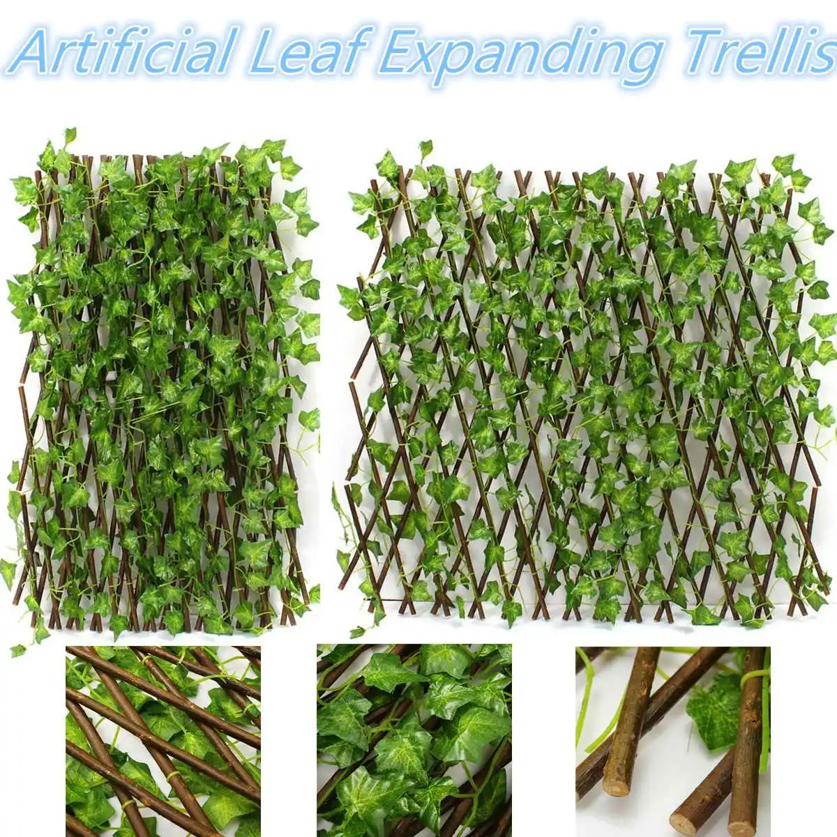 

Retractable Artificial Garden Trellis Fence Expandable Faux Ivy Privacy Fence Wood Vines Climbing Frame Gardening Plant Decor