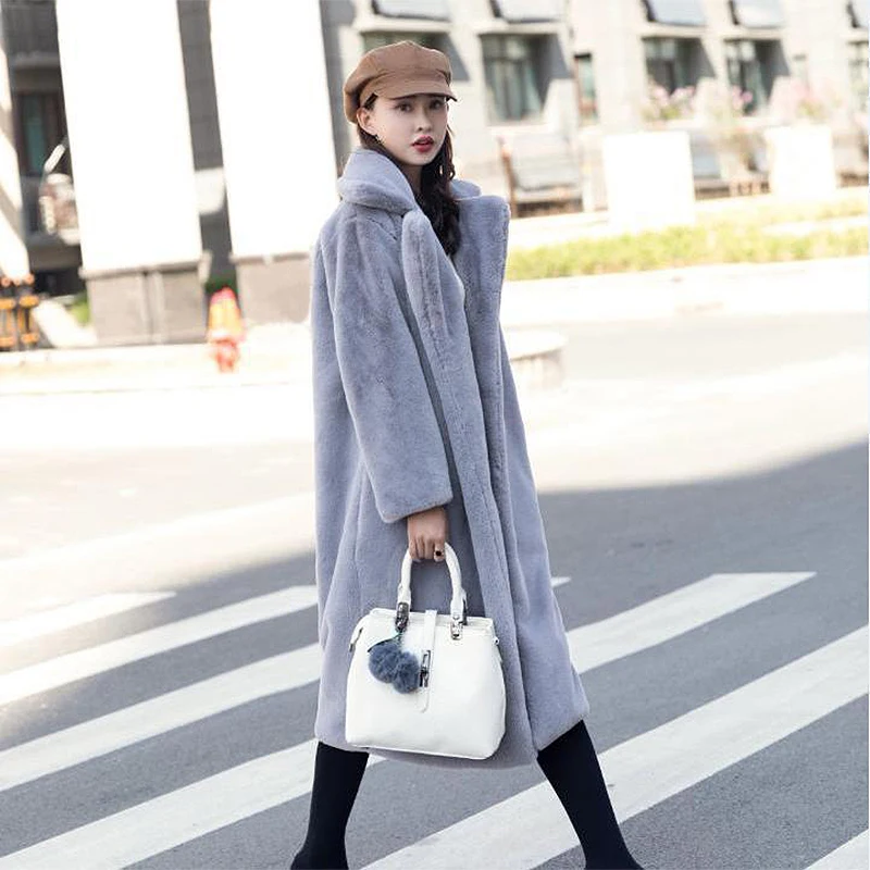 Elegant Long Winter Faux Fur Coat Women Fashion Plush Fur Coats Loose High Quality Thick Warm Winter Fur Overcoat