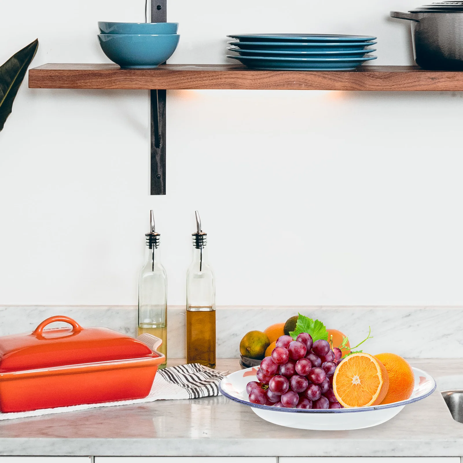 Эмалированная ваза для фруктов сервировочное блюдо круглые формы торта посуда