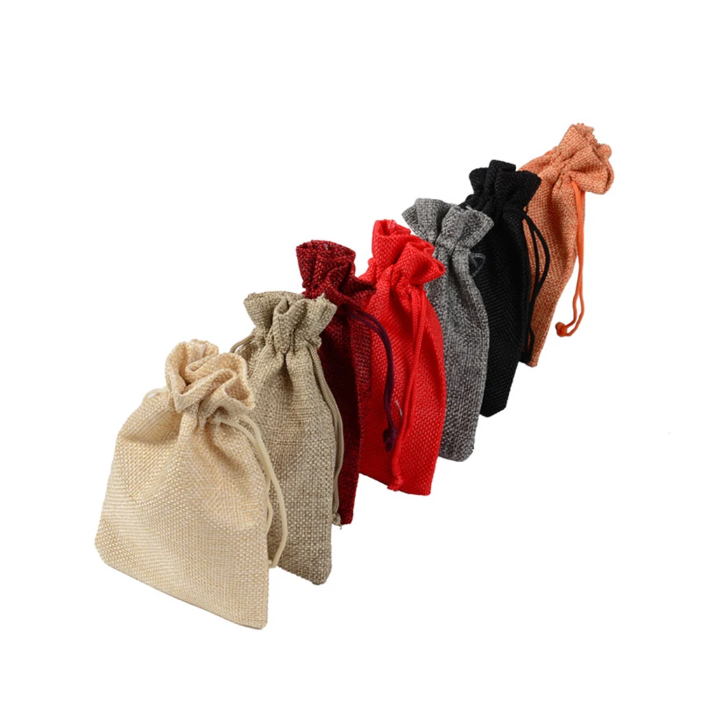 

1Pcs/Lot Drawstring Natural Burlap Bag Gift Bags Multi Size Jewelry Packaging Wedding Bags with Candy Bag