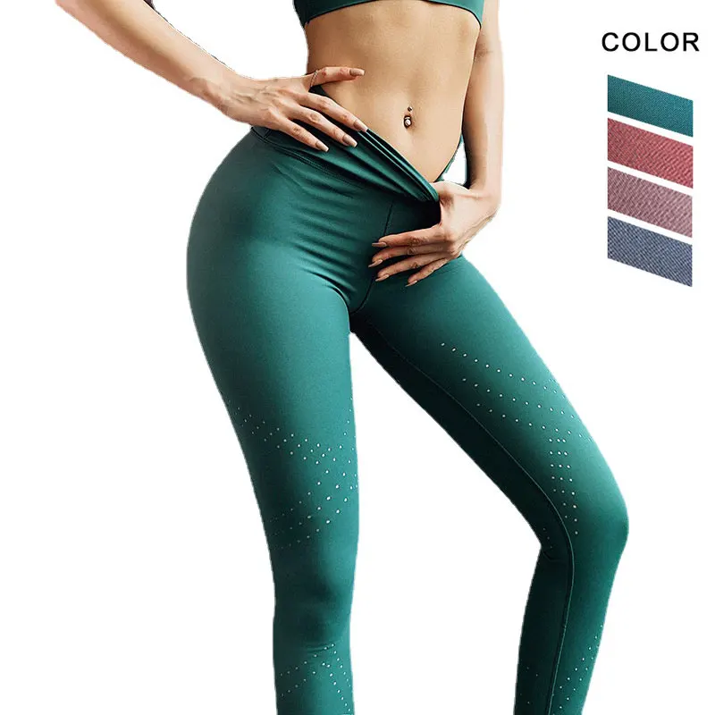 Yoga Pants Solid Color Seamless Workout Leggings Butt Lift Tummy Control Fitness Tights Sports  Breathable Scrunch Butt Leggings