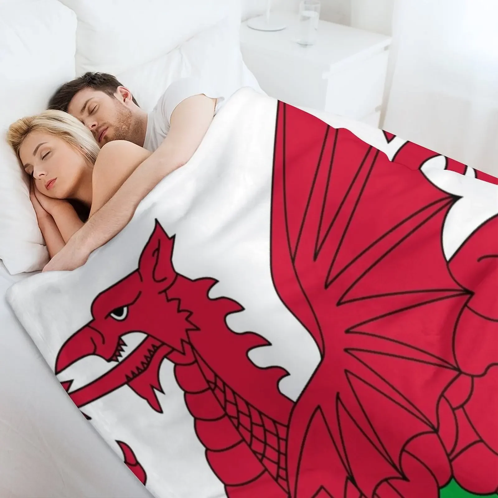 Вельшский флаг - Одеяло с красным драконом Уэльса для малышей Покрывала Одеяла