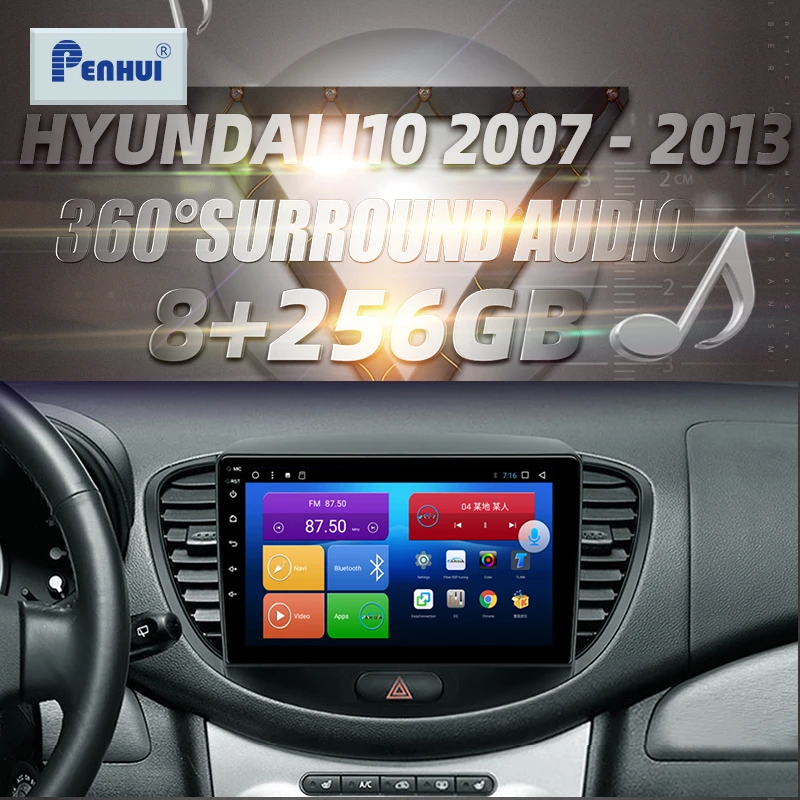 

HIFI для Hyundai i10 2007 - 2013 автомобильный радиоприемник, мультимедийный видеоплеер, навигация GPS Android, двойной din