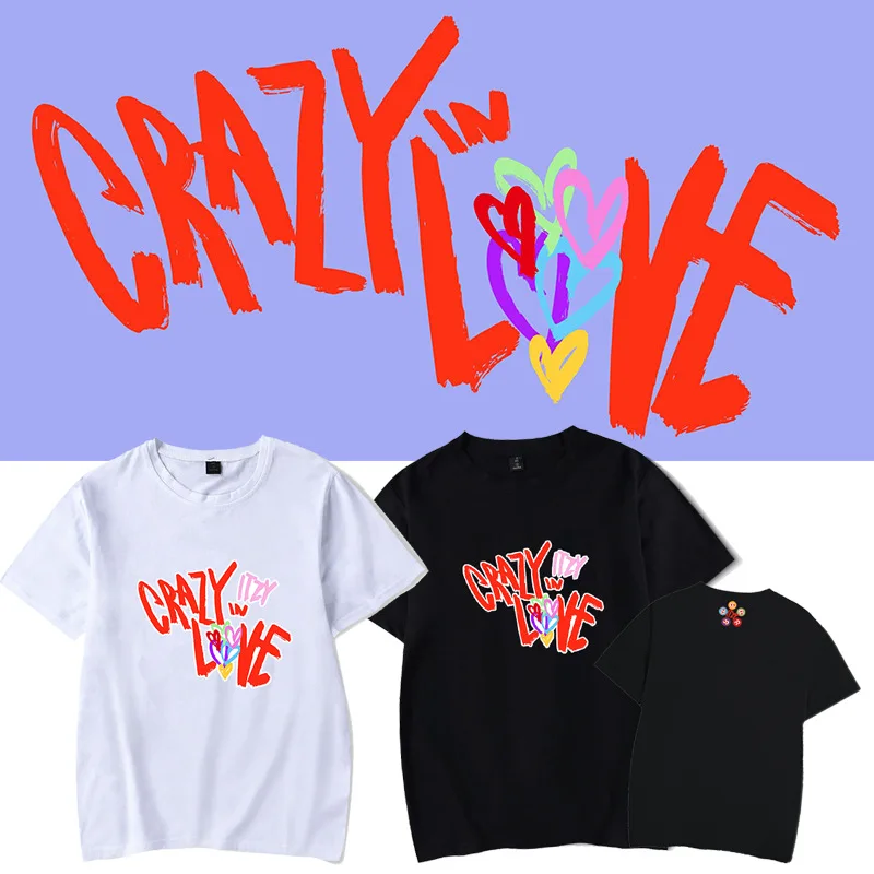 

ITZY летняя футболка CRAZY IN LOVE Kpop Yeji Chaeryeong Lia Ryujin Yuna с коротким рукавом топы парная одежда повседневные модные футболки