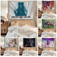 sword art online chart tapestry hippie flower wall carpets dorm decor wall hanging home decor