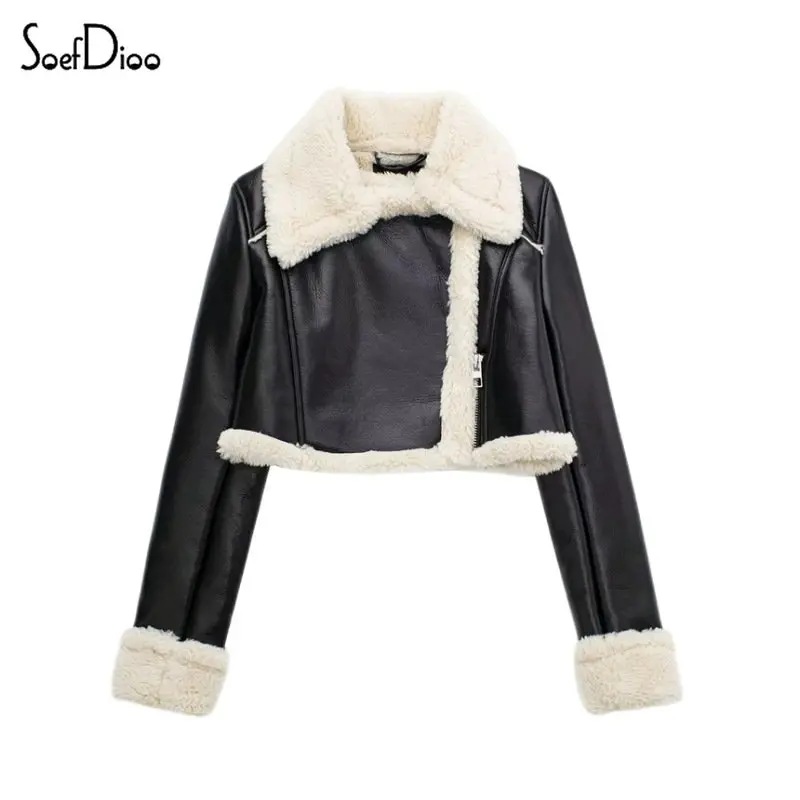 

Soefdioo теплая куртка Лоскутная Повседневная Верхняя одежда Пальто для зимы весна 2023 куртка-бомбер женская зимняя одежда