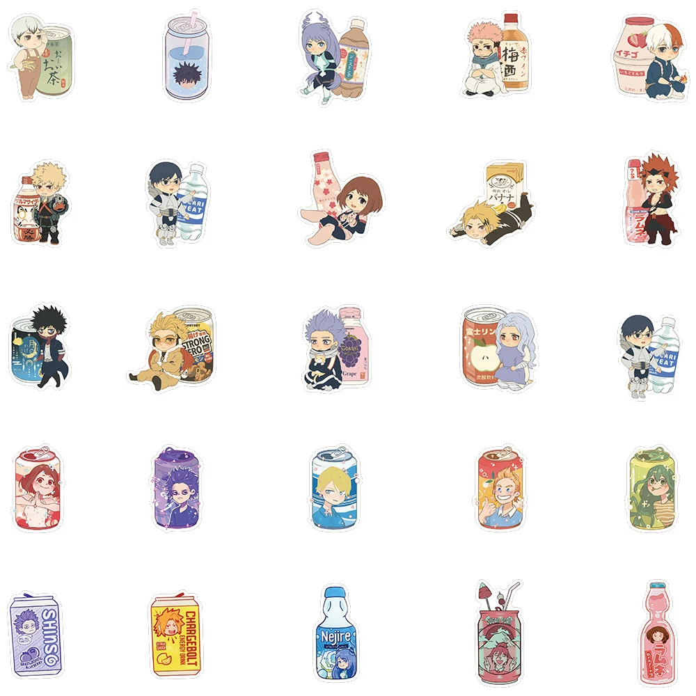 103050pcs cute mix anime drinks cartoon stickers demon slayer genshin impact phone guitar luggage bike graffiti sticker toys free global shipping