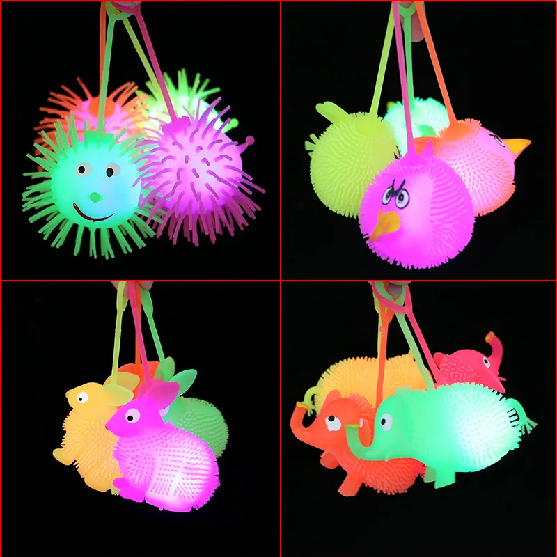 

12 PCS Light up Rabbit Balls Party Favors Fidget Spiky Toy Stress Relief Spike Rubber Ball Led Flashing Balls Flash Squeaky Ball