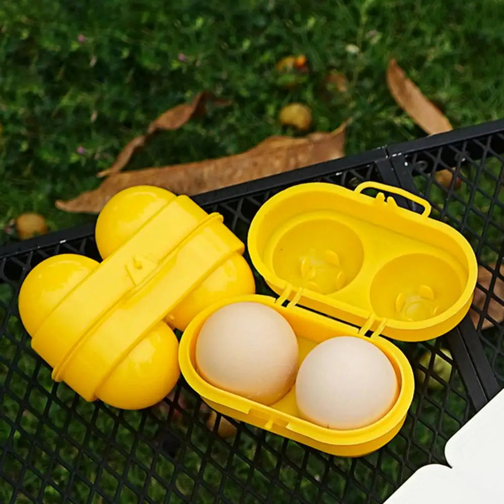 

Egg Storage Box 2 Grids Anti-fall Handheld Egg Container Kitchen Refrigerator Egg Holder Camping Picnic Egg Organizer Case