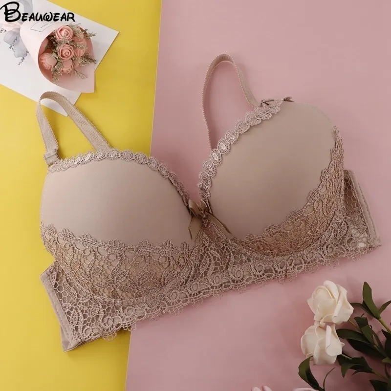 Beauwear Hot Fashion Lady Women's No-padded Bra Underwire Bralette Full Cup Underwear Sexy Embroidered Side Support Bra Lingerie