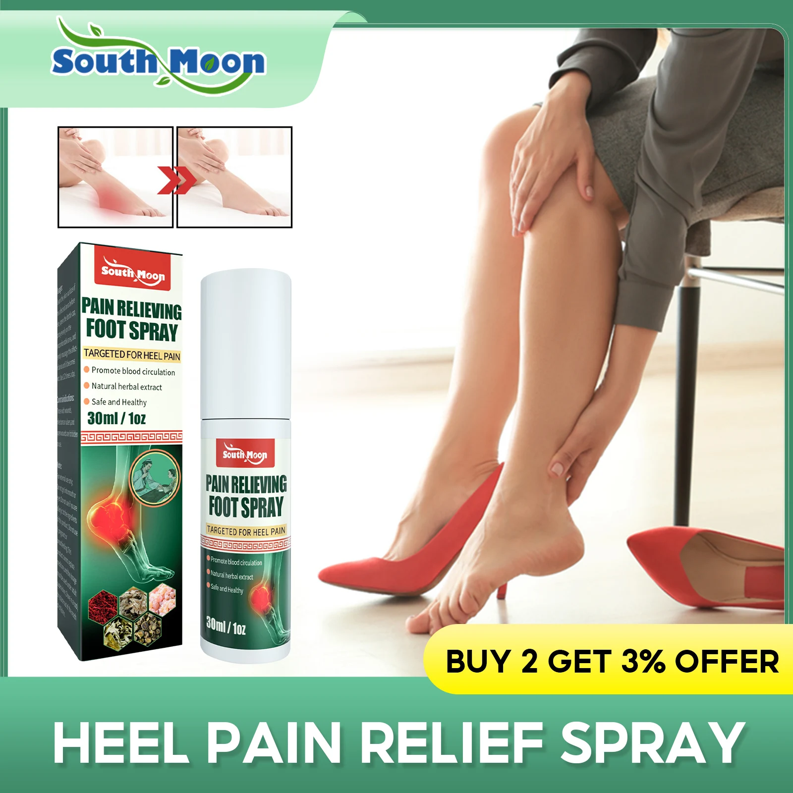 

Bone Spur Relief Spray Arthritis Achilles Tendon Pain Treatment Rheumatism Planter Fasciitis Anti Swelling Heel Analgesia Liquid