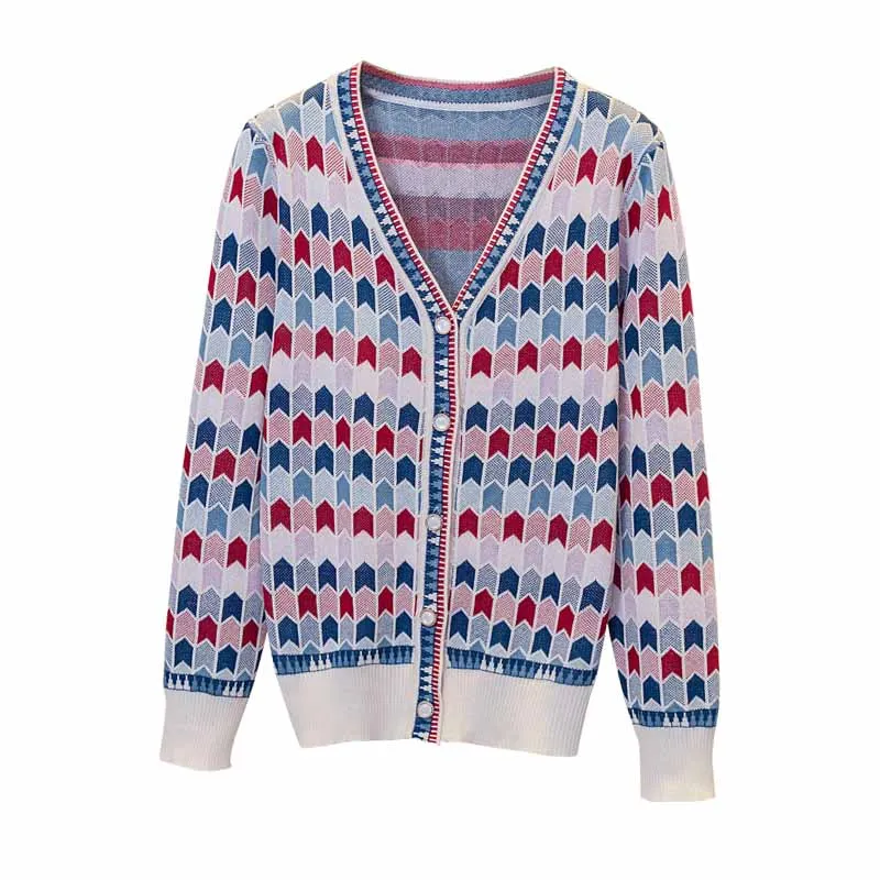 Женский кардиган оверсайз с V-образным вырезом свободного кроя