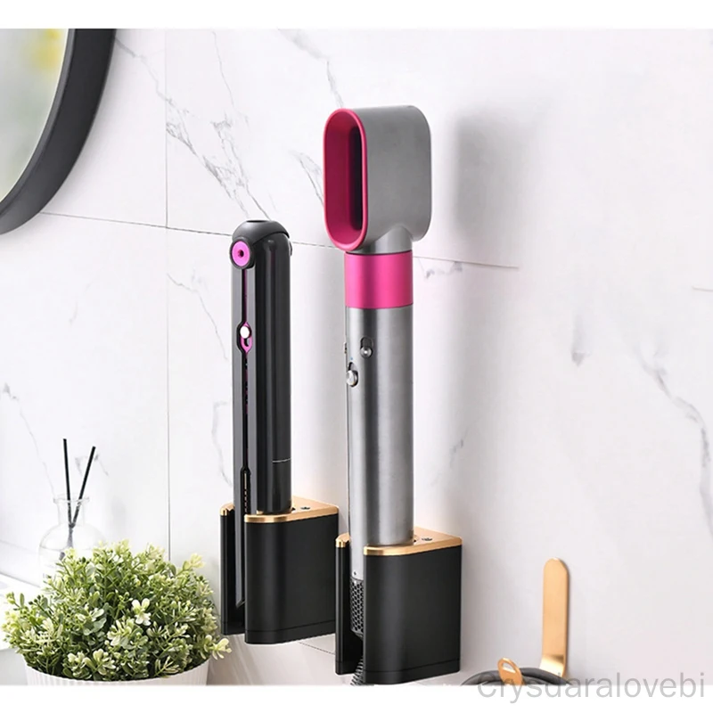 

Wall Mount Hair Dryer Holder Storage Airwrap Complete Styler Storage Rack Set For Hair Curling Iron Wand Bathroom