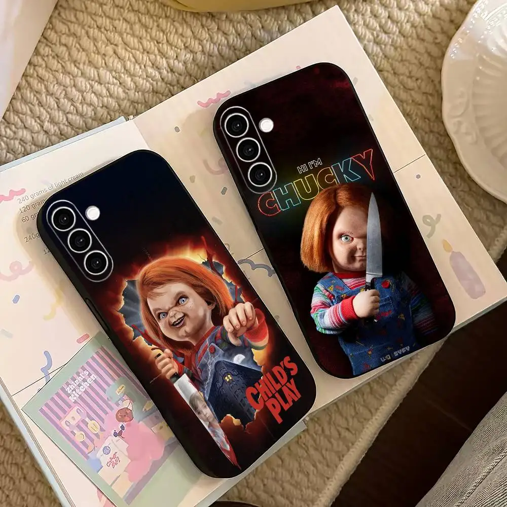 Фото Чехол для телефона с изображением куклы Хоррор С-Чаки для Samsung Galaxy A73, A72, A71, A70, A53, A52, A51 и других моделей, мягкий черный чехол №1