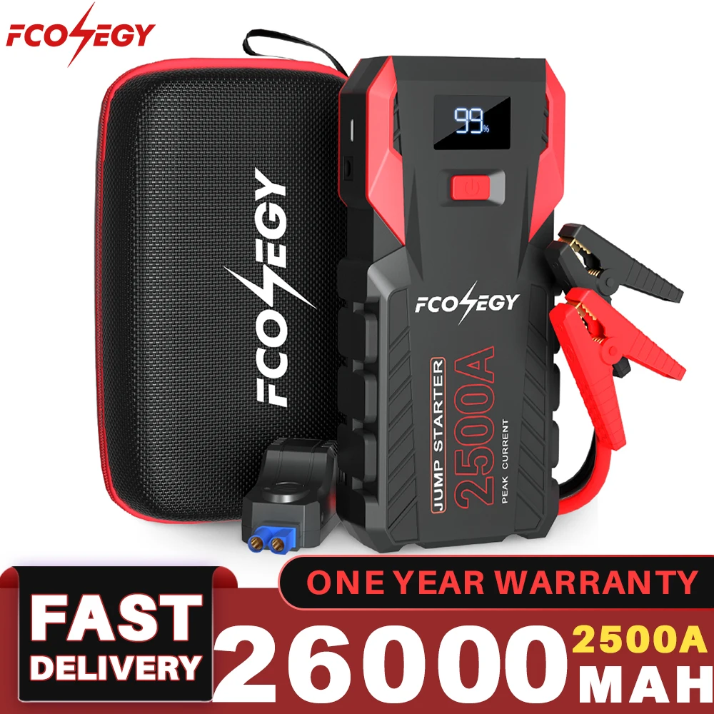

FCONEGY Car Battery 2500A Jump Starter for Car Portable Charger Car Booster Power Bank 12V Emergency Car Battery Starting Device