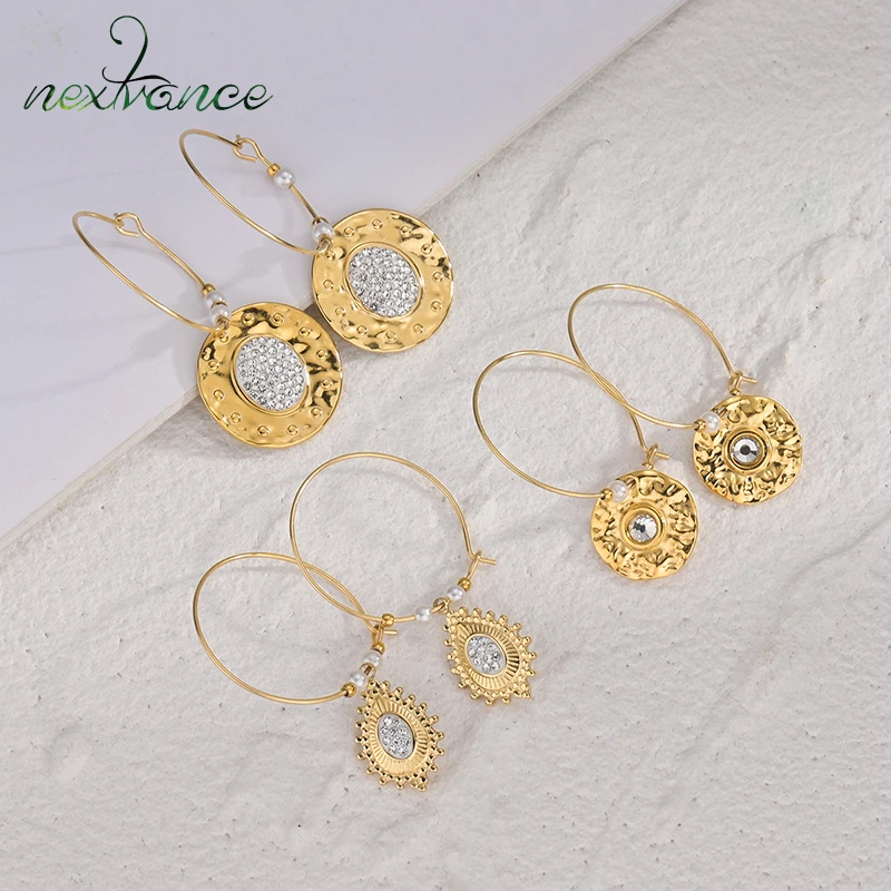 

Повседневные серьги Nextvance из 14-каратного золота, змея из нержавеющей стали 15 мм 20 мм, круглые серьги с камнем для карт для женщин и девушек, св...