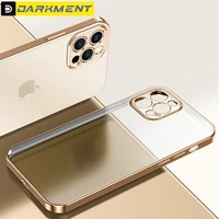 shockproof plating square frame clear silicone case on for iphone 11 12 13 pro max mini xs xr 8 plus se transparent back cover
