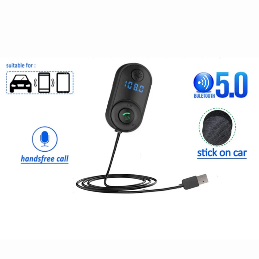 

Car Handsfree Kit Bluetooth 5.0 Receiver AUX Audio 3.5mm Wireless Adapter Bluetooth Car Kit Adapter for Phone Handsfree Car Kit