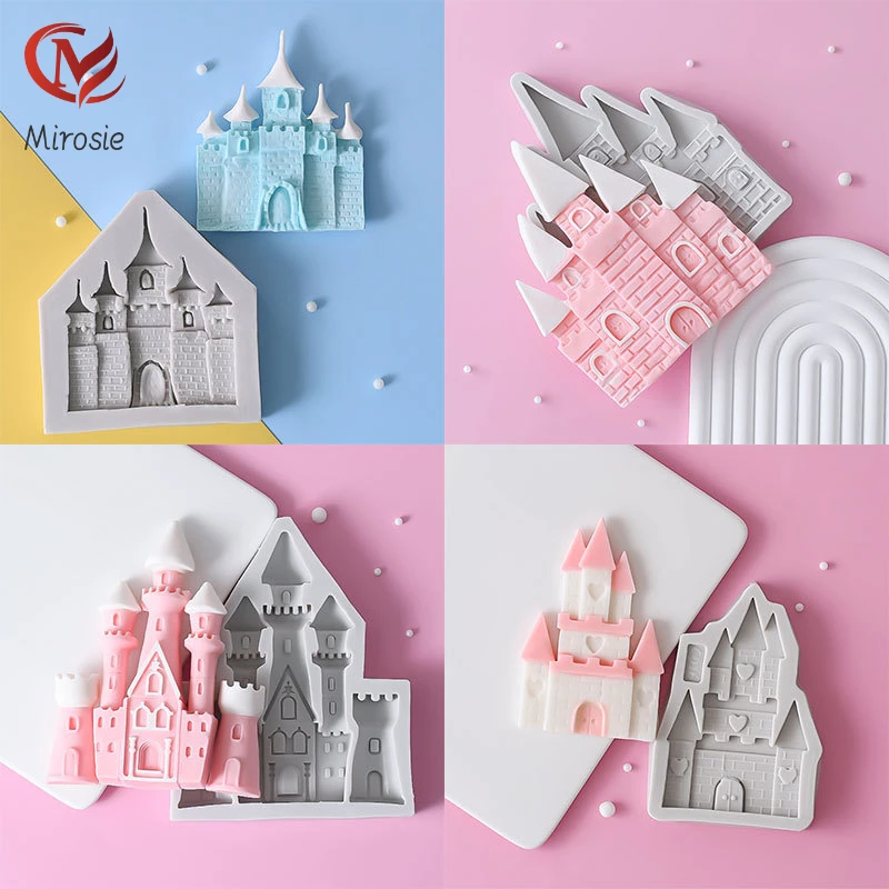 

Mirosie Princess Castle Fondant Mold Silicone Three-dimensional Cartoon DIY European Style House Chocolate Cake Baking Supplies
