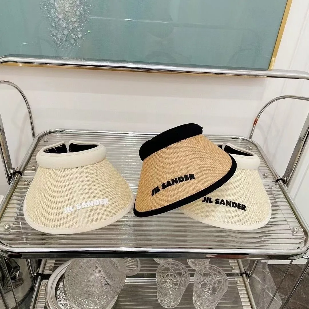 

2023 New all-match empty top sun hat female cover face anti-ultraviolet Jils Sanders letter sun hat female casual sun hat