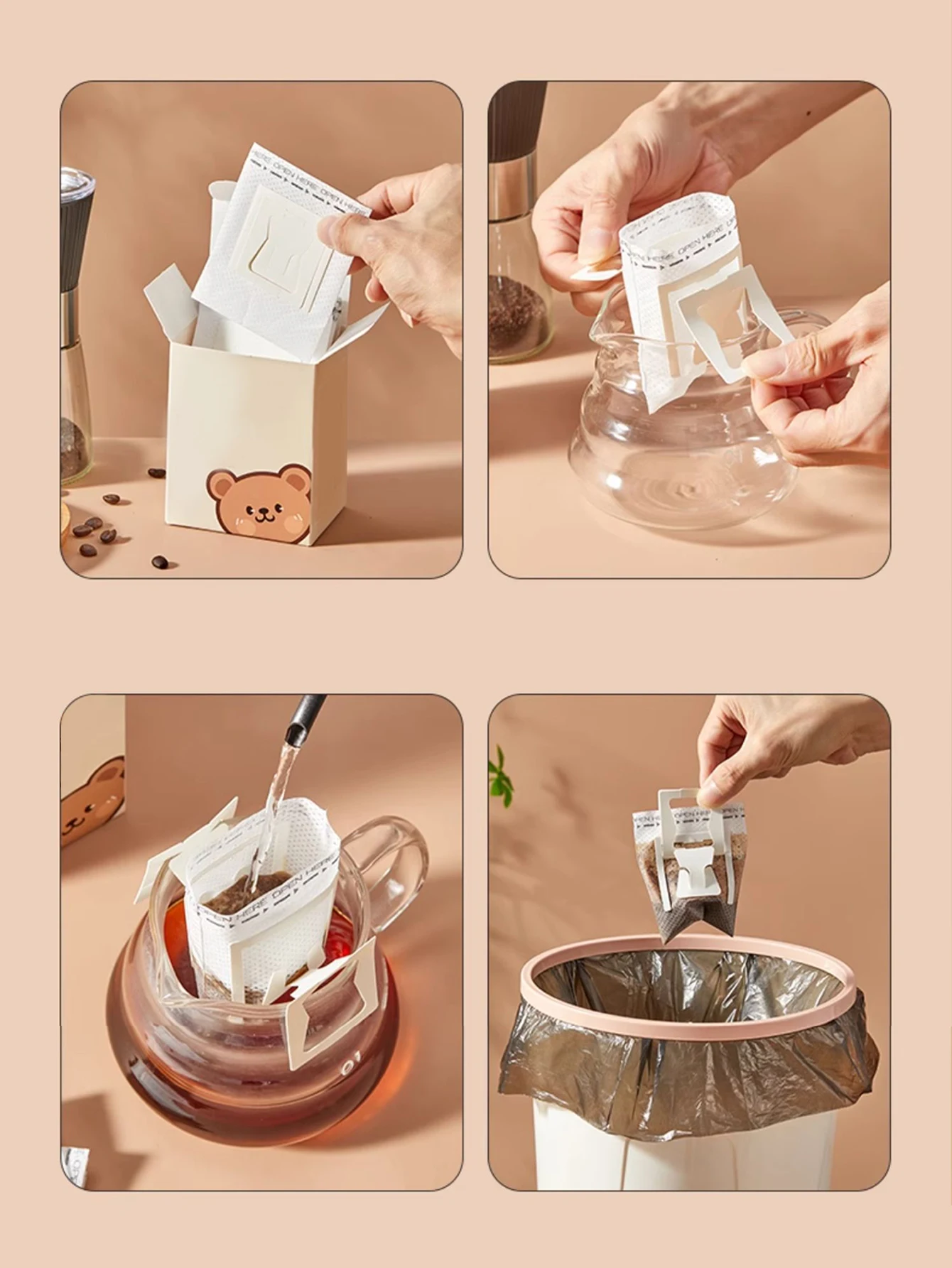 Worthbuy Нетканый Фильтр-мешок Для Кофе Одноразовые Подвесные Бумажные Пакеты