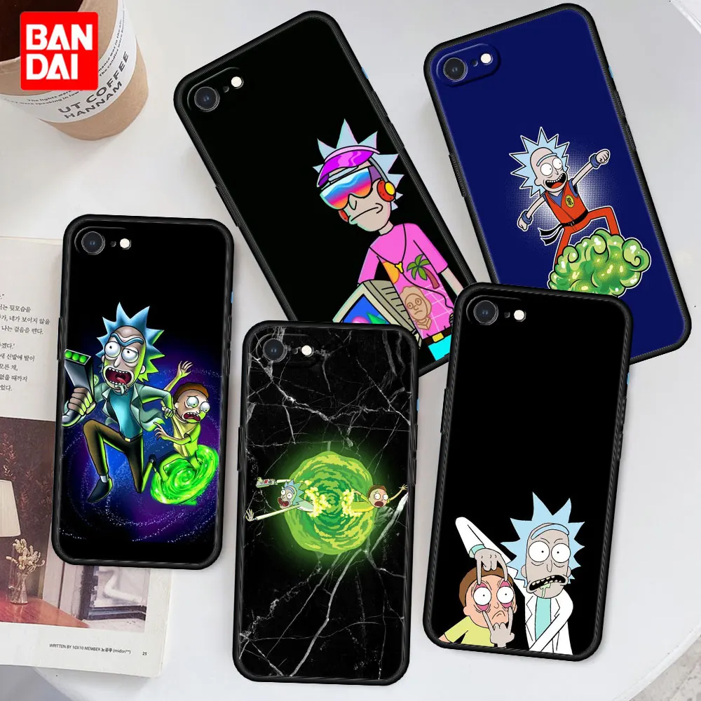 

Ricks Morty Cell Phone Case for iPhone SE 2020 X XS Max XR 6 6Plus 6S 7 7Plus 8 8Plus Plus Black Silicone Couple Full Bag Cover