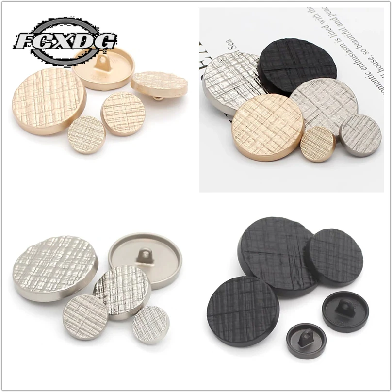 

10pcs Simple and Fashion Clothing Decorative Buttons Golden Black Round Metal Buttons Embellishments for Clothing Shirt Buttons