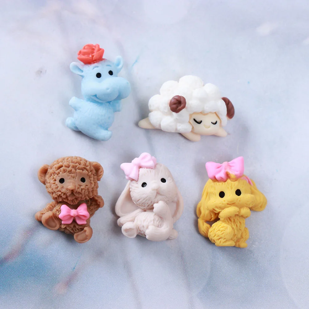 

20Pcs Cartoon Dog Rabbit Bear Flat back Resin Cabochon Decoration Craft Embellishment Scrapbooking Hair Bows Center Accessories