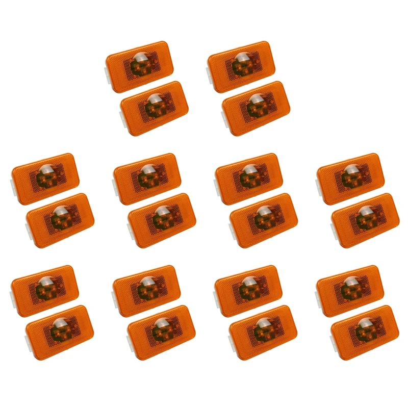 

20Pcs 24V Car Truck LED Side Marker Light 4Leds Amber Indicator Warning Lamps For Volvo Trucks FM/FH