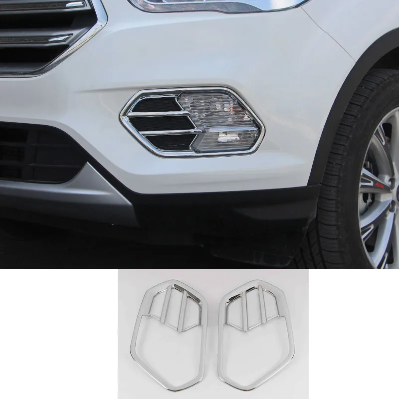 

Блестящие Серебряные автомобильные передние противотуманные фары, противотуманные фары, рамка для Ford Kuga Escape 2017 2018, аксессуары для украшения, Стайлинг