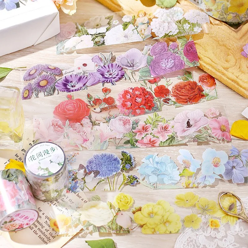 

3M Flowers Fall Between Bottles Masking Washi Tape Vintage Daisy Rose Decorative Adhesive Sticker Diy Scrapbooking Label Planner