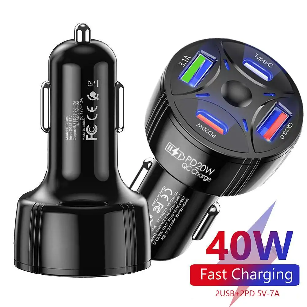 

54W USB Car Charger 5A Fast Charing QC 3.0 PD 3.0 SCP AFC USB Type C Car Phone Chargers For iPhone Huawei Samsung L1R4