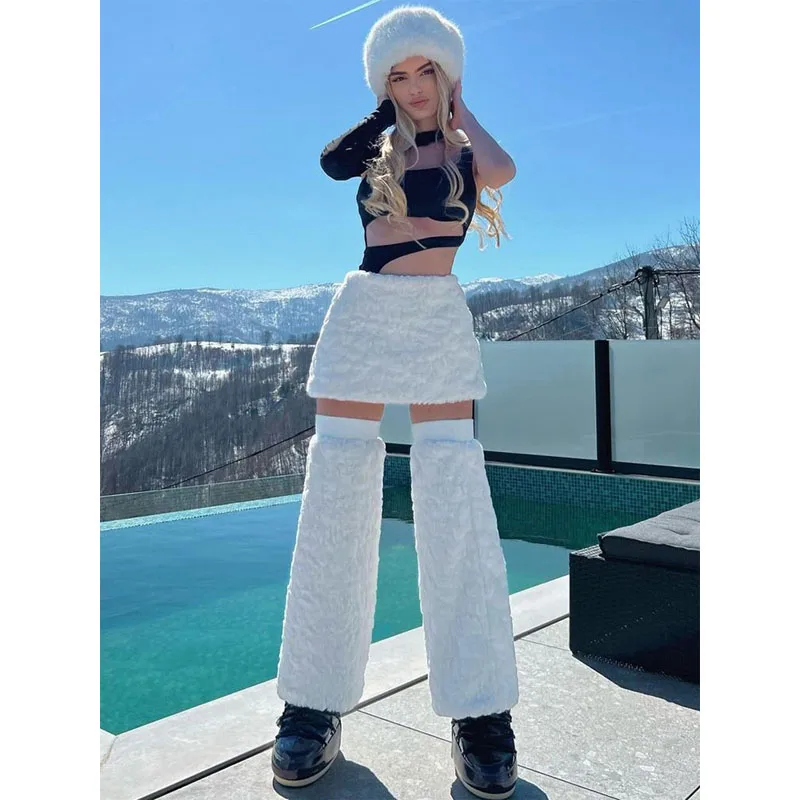 

Women's 2023 Autumn Fashion Autumn and Winter Plush Design Personalized Leg Sleeves Sexy Hot Girl Casual Skirt for Women