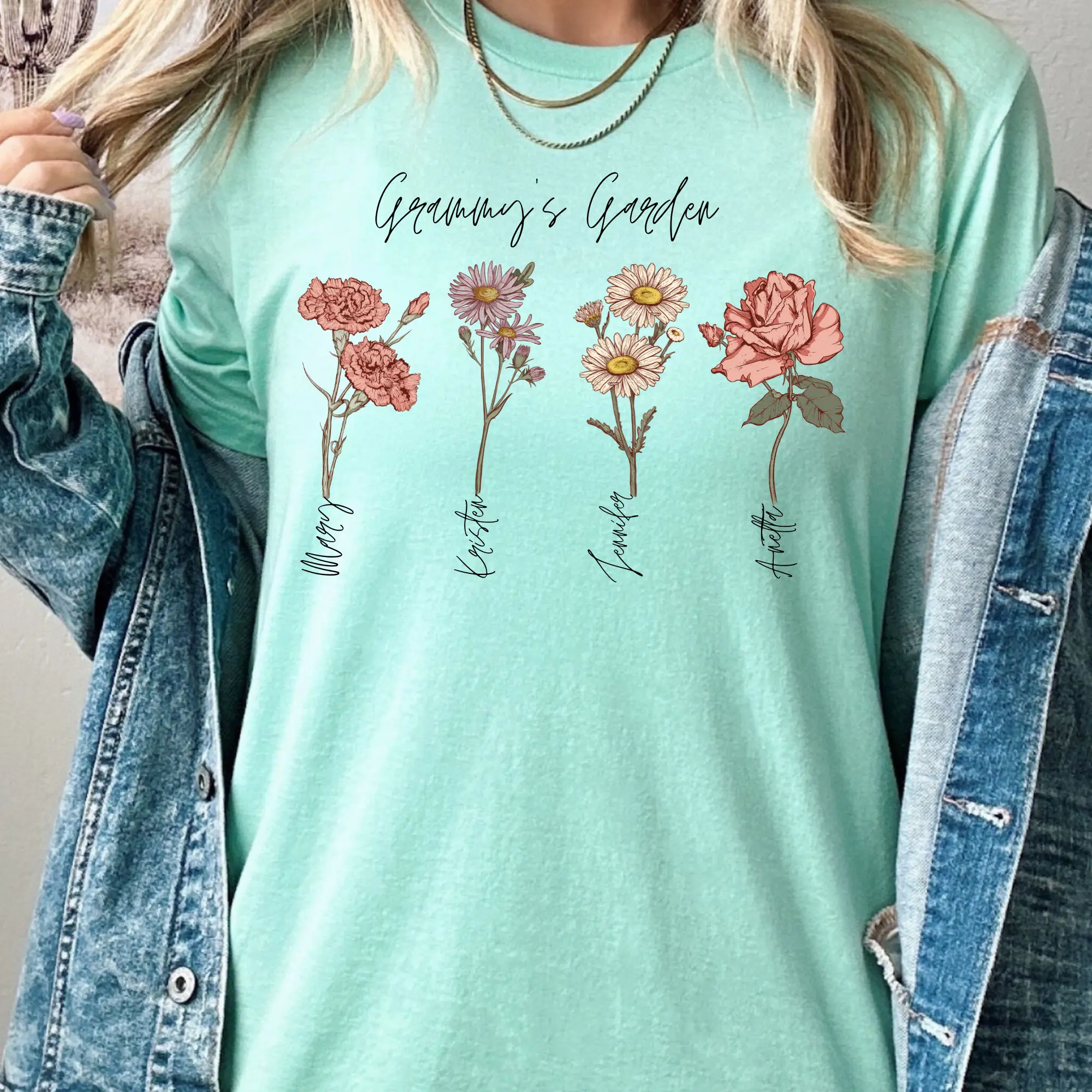 

2024 New Fashion Mother's Day Women T-shirt Four Carnations Print Mother's Day Female Shirt Best Fashion Gift for Mother Tee