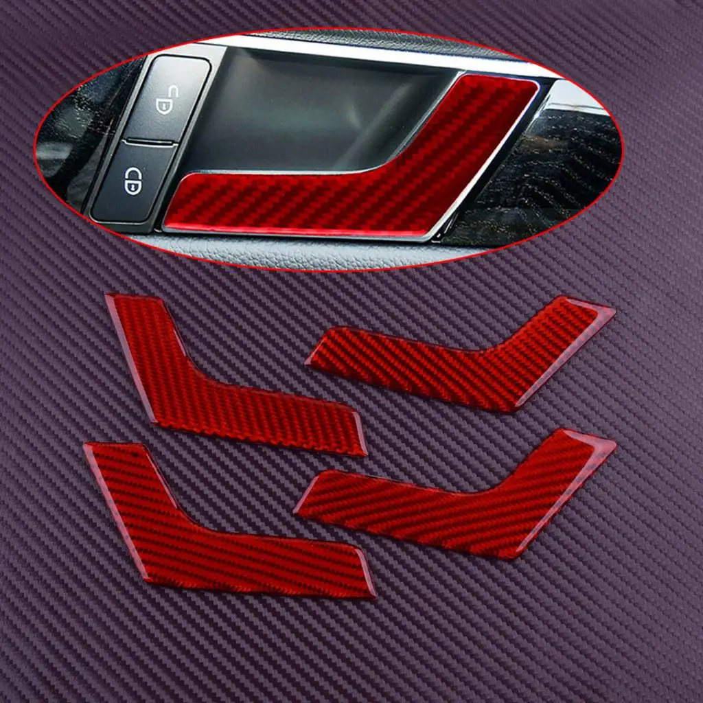 

1 комплект накладки на внутреннюю дверную ручку автомобиля, внутренний декор, красное углеродное волокно, подходит для Mercedes-Benz C Class W204 2007-2011 2012 2013