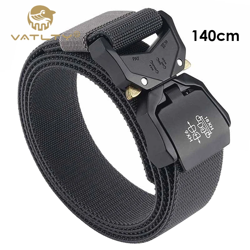 VATLTY 140cm Elastic Belt For Men Aluminum Alloy Quick Release Buckle Strong Nylon Tactical Belt Male Military Accessories