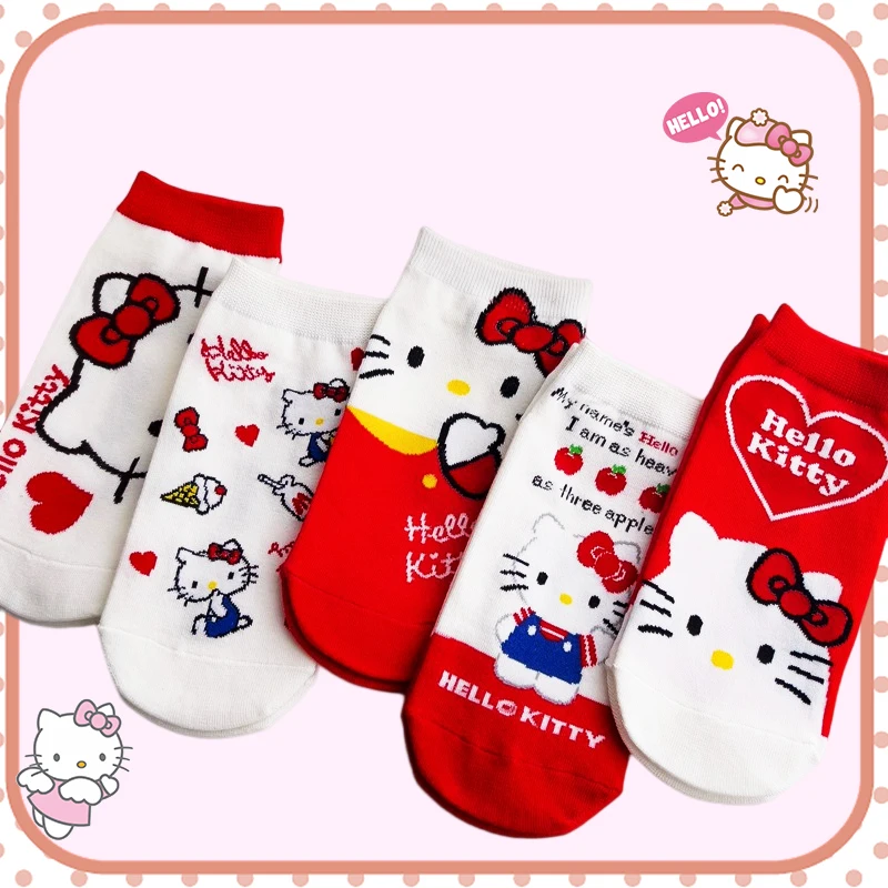 

Hello Kitty Socks Kawaii Cotton Soft Sweat-Absorbing Cartoon Short Sock Anime Sanrioed Lovely Kids Girls Gift Stylishdecoration