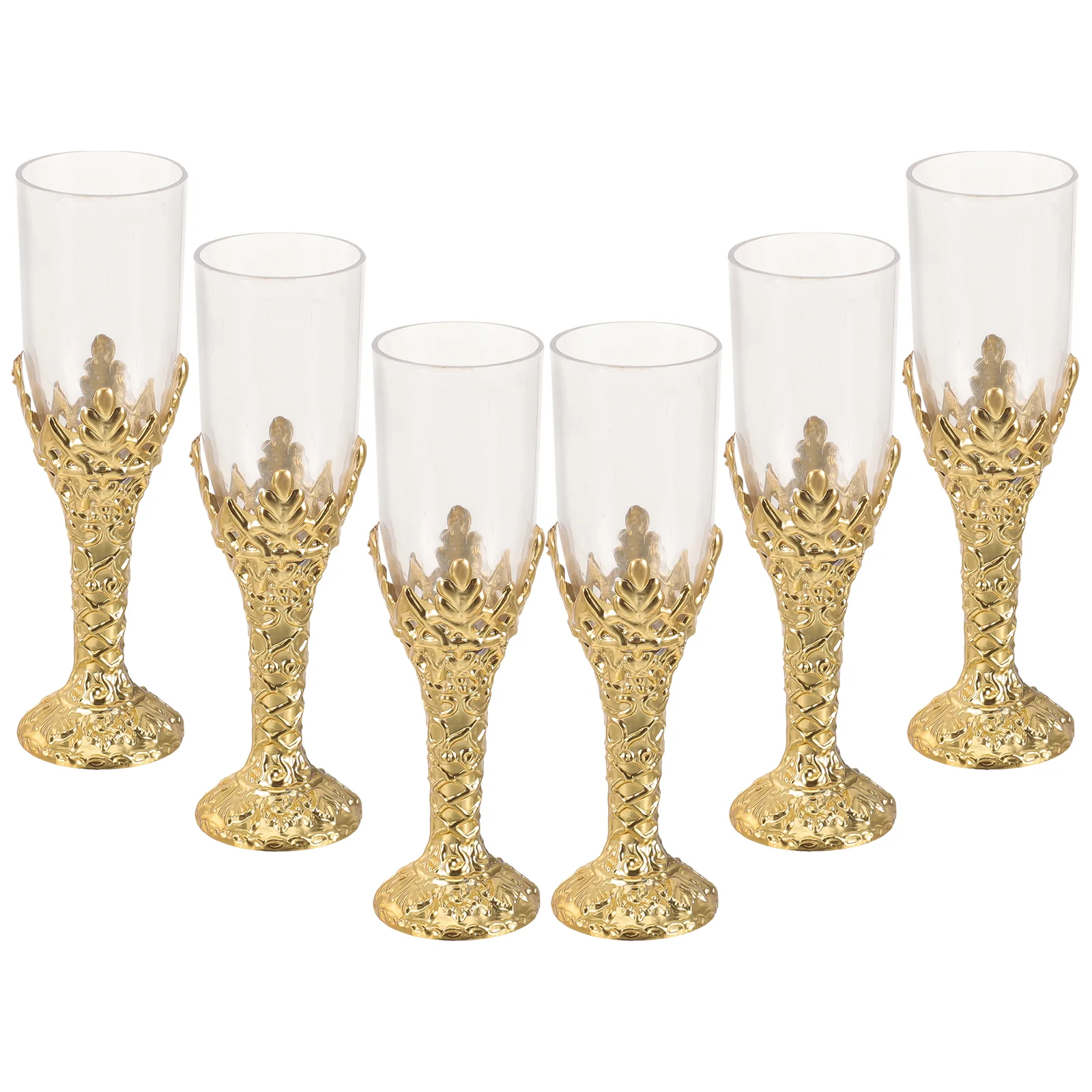 

12 Pcs Gold Plastic Glasses Decorative Cups Dinner Goblet European Supplies Church Accessory Delicate Party