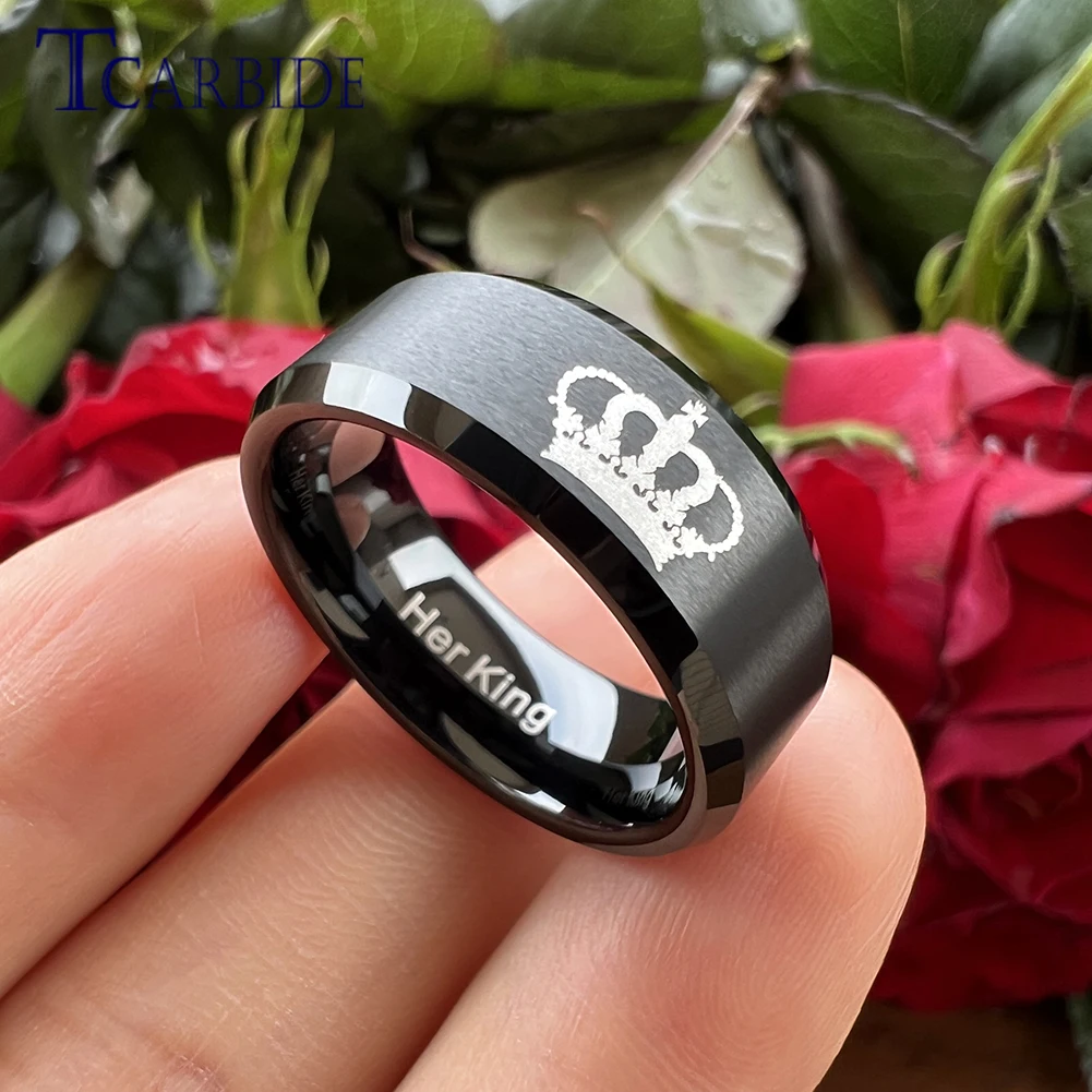 6 мм 8 черное обручальное кольцо для мужчин и женщин с вольфрамовым лазером ее