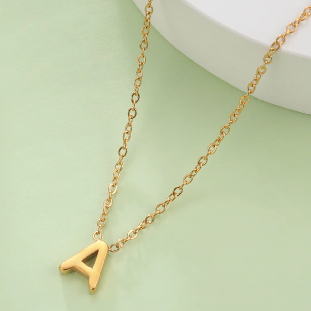 

Fashion Letter Initial Woman Necklace Gold Color Cut Letters Single Name Choker Necklace For Women Pendant Jewelry Gift