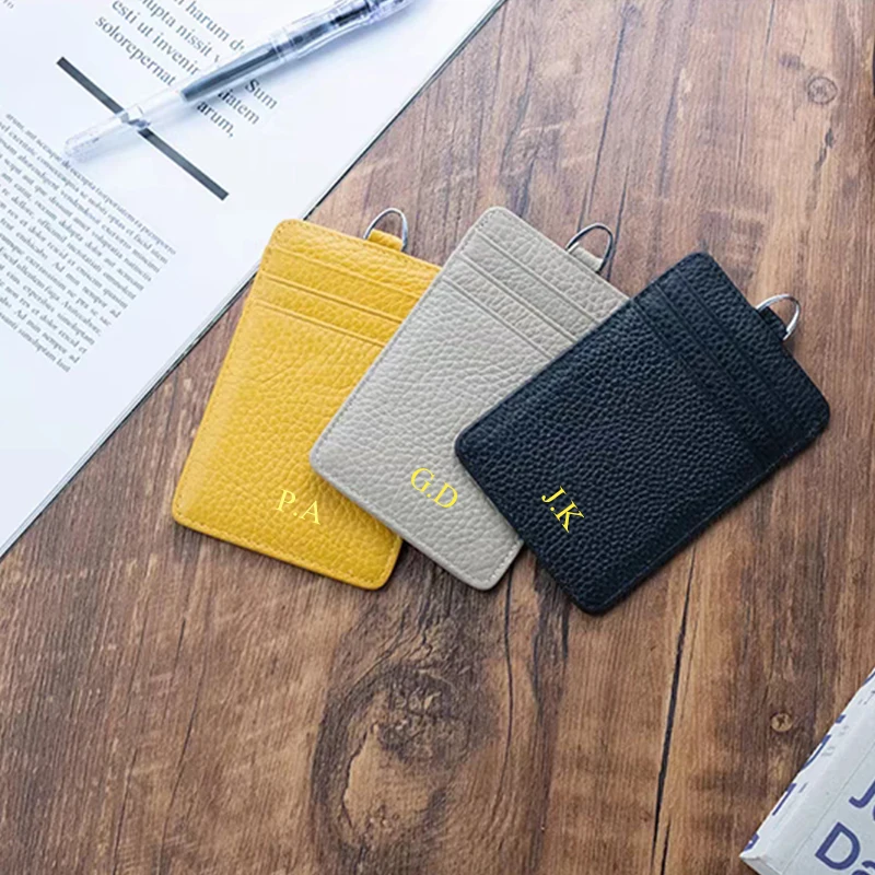 Бейдж из натуральной кожи для мужчин и женщин держатель кредитных карт с