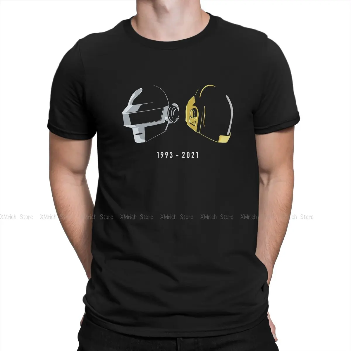 

Men's Tribute Helmet Art Essential T Shirt Daft Punk Electronic Music Band 100% Cotton Clothing Creative Short Sleeve