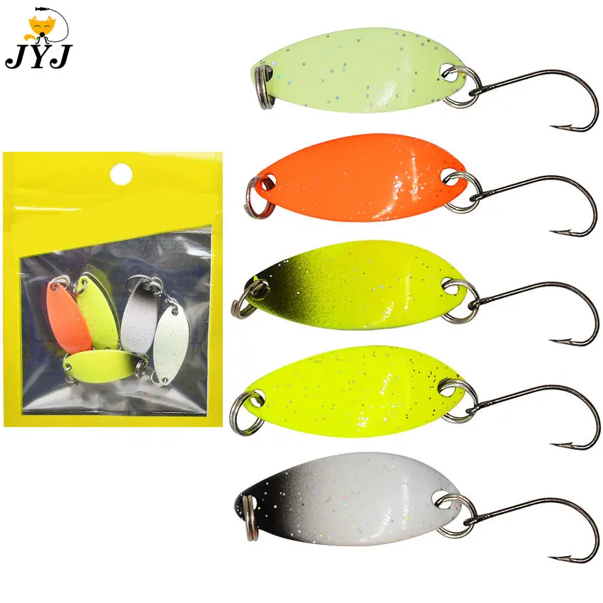 

5pcs a bag 3g fishing hard metal lure spoon wobbler swim Bait Lures Spinner For Trout Perch Chub Salmon