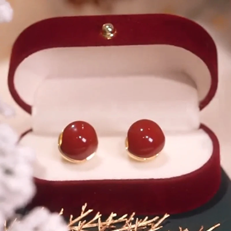 Новинка 2023 серьги-гвоздики TikTok Net Red Lovesick Bean двусторонние серьги в стиле ретро с