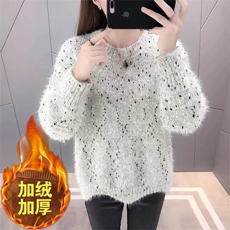 Женский бархатный свитер из норки на осень и зиму новинка 2023 Свободная