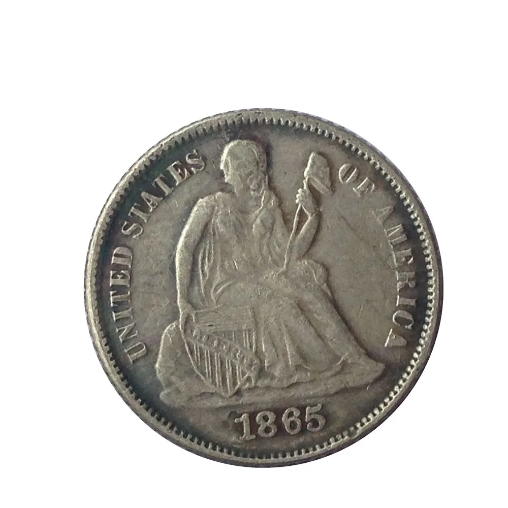 

США 1865 P/S десятицентовая монета с изображением сидящей свободы копия монет