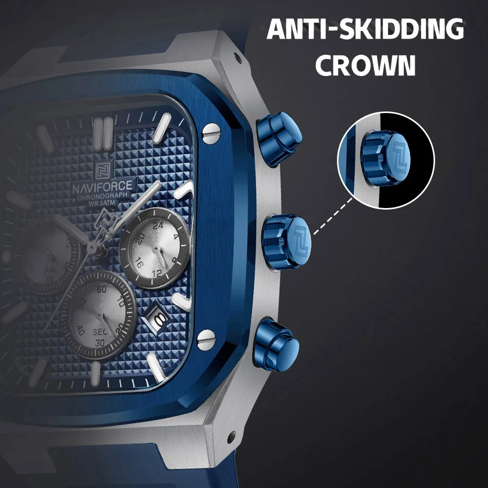 NAVIFORCE Роскошные мужские часы модные повседневные водонепроницаемые кварцевые